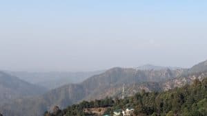 The Himalayas viewpoint, near the spot where saw the Owlet. If you zoom in closely you can see the ice capped peak of Nanda Devi